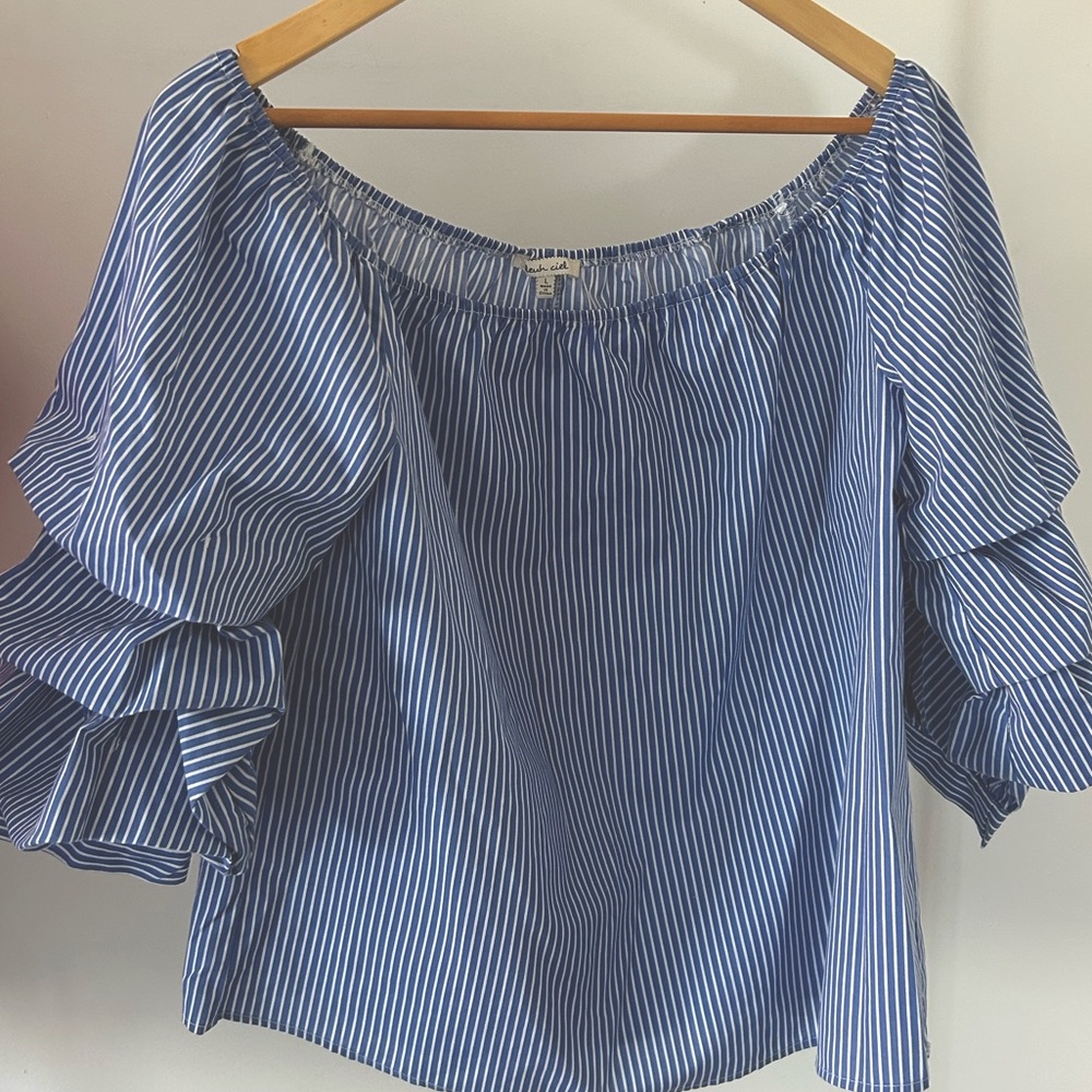 Off the shoulder striped top from bleuh ciel